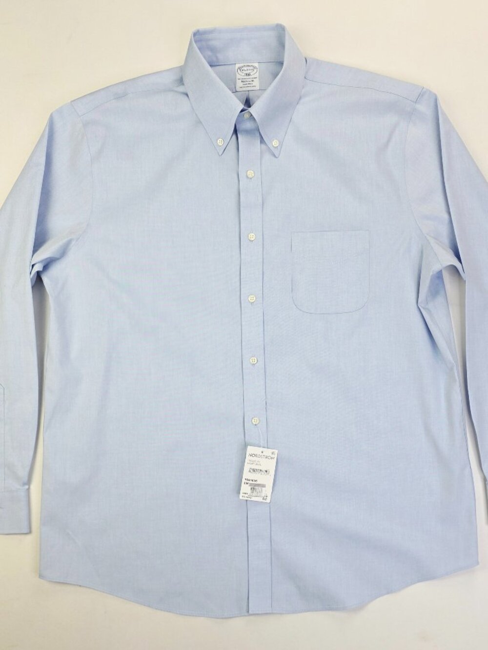 Brooks Brothers Regular Non Iron Mens Size 16.5 34-35 Blue Button Down Shirt NWT